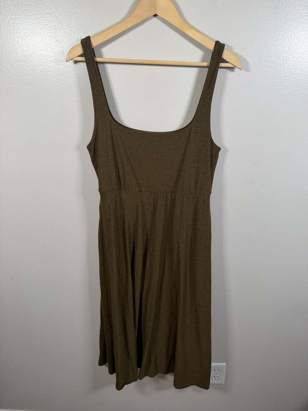 Beyond Yoga Featherweight At The Ready Square Neck Midi Dress XL Green Spacedye